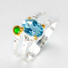 Jewelry Gift Natural Blue Topaz Silver 925 Sterling /RVS41