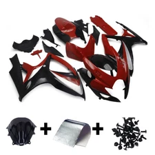 Plastics Fairings Bodywork Cowl Kit for  GSXR 600 750 Suzuki 2006 2007 Red Black