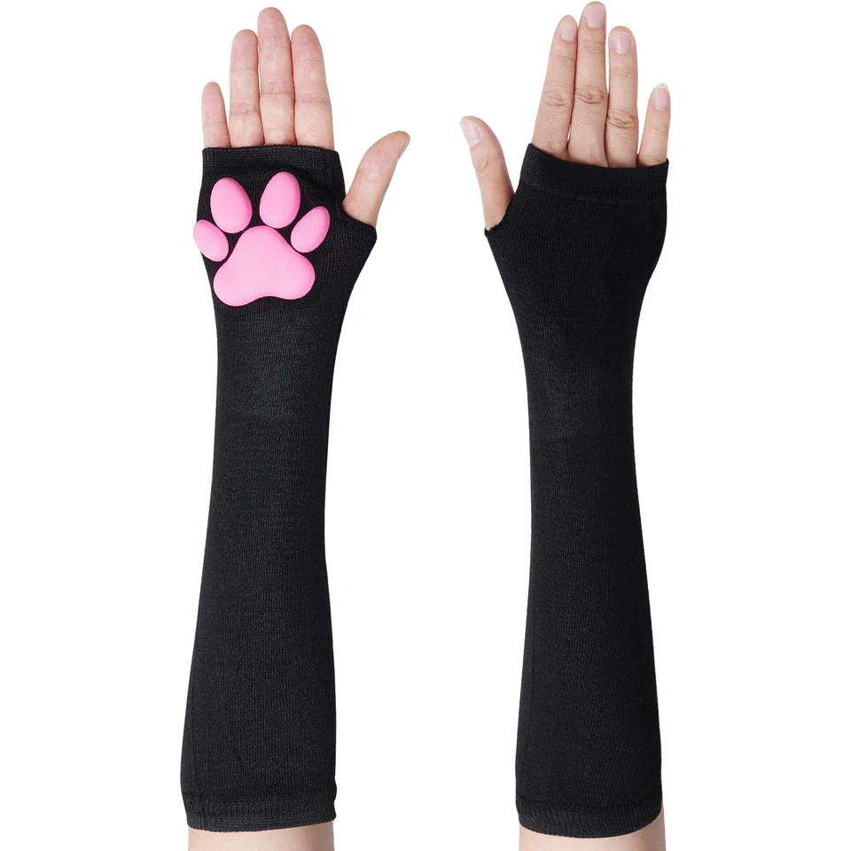 Almohadilla para pata de gato guantes guantes sin dedos gato cosplay guantes manga para niñas fiesta Foto 3 de 4