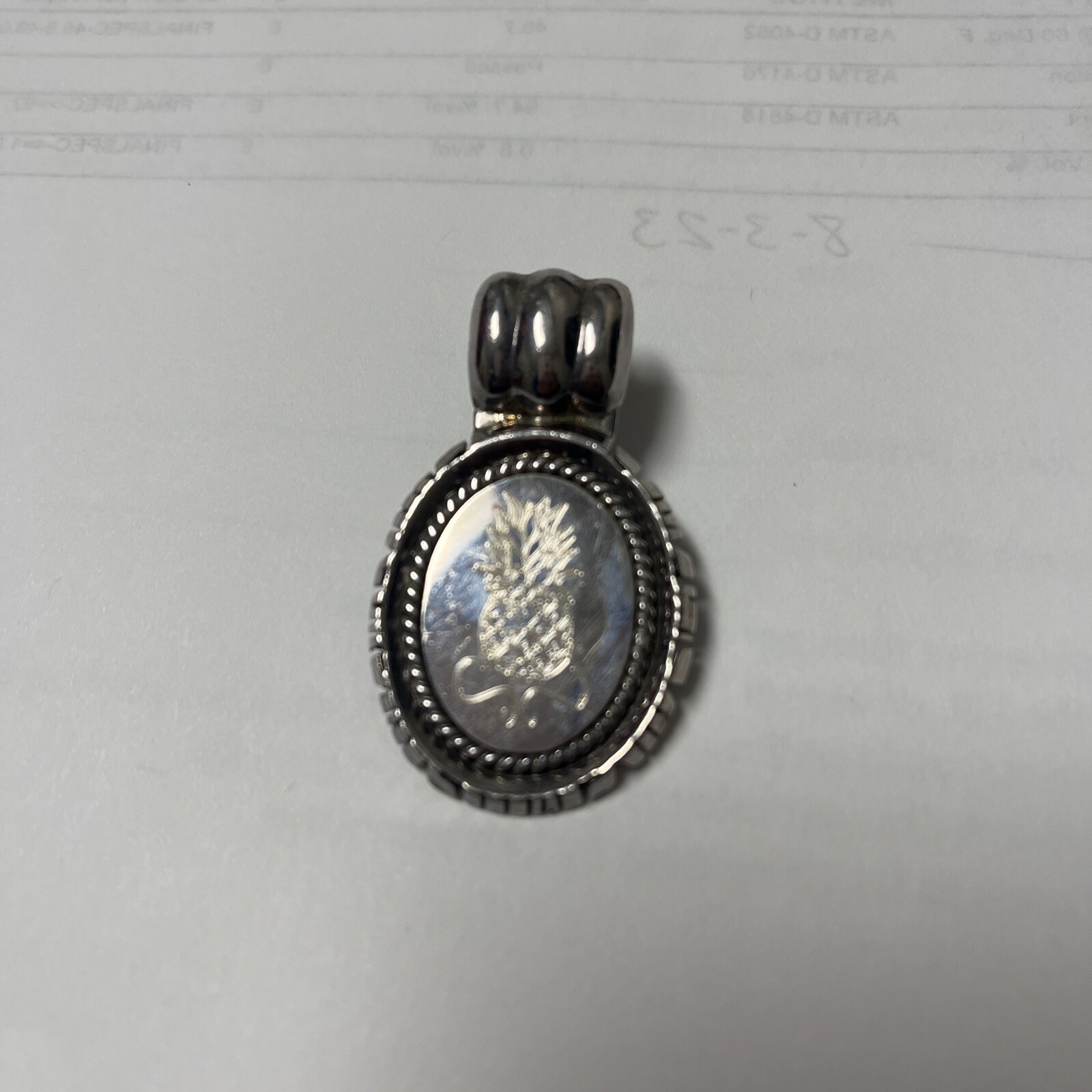 Silver-tone Solid Pineapple SC pendant - image 2