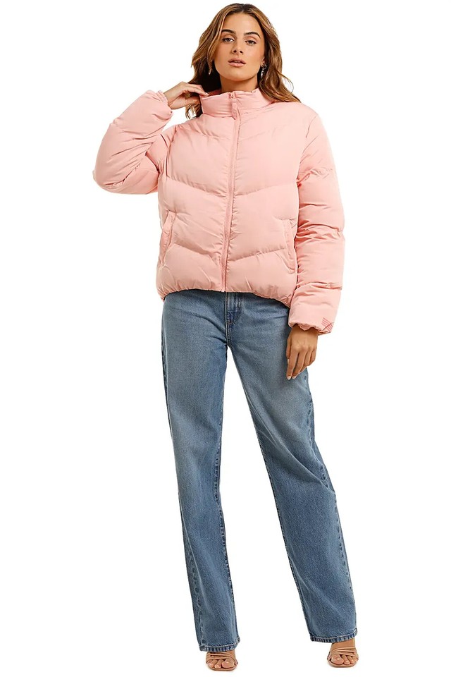 BANDE STUDIO Pink Cropped Puffer Jacket Winter Size 12 AU Pre owned