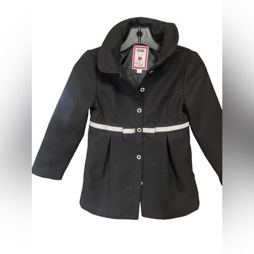 Geembory Olivia Girls Coat Size 7/8 Black Lined Bow Front