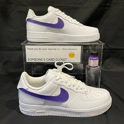 Nike Air Force 1 Low White (Violet Custom Painted Swoosh) SC-#81W