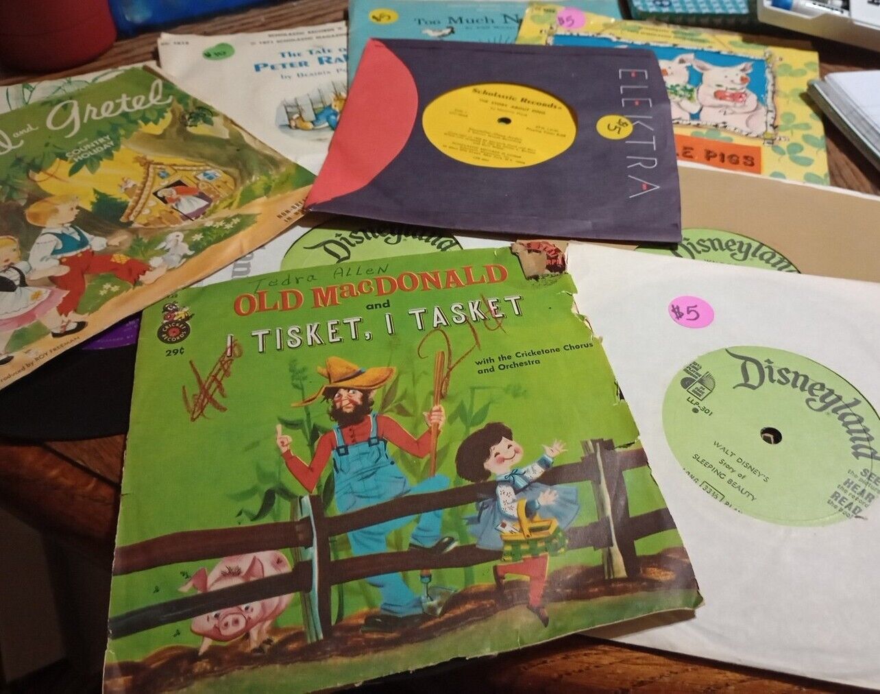 Lot of 11 Disney/Scholastic Children's Story Music 33 1/3 Vinyl Records: WORN