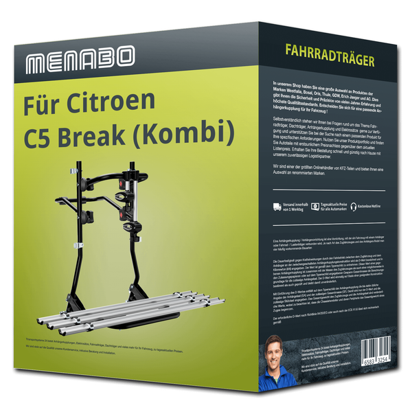 Menabo FahrradträGer Cobra Plus Schwarz/Silber FüR Citroen C5 Break Iii Typ Td-image