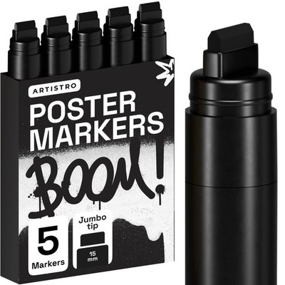 5 Black Acrylic Paint Pens Acrylic Paint Markers Jumbo Tip Fabric Markers For Te