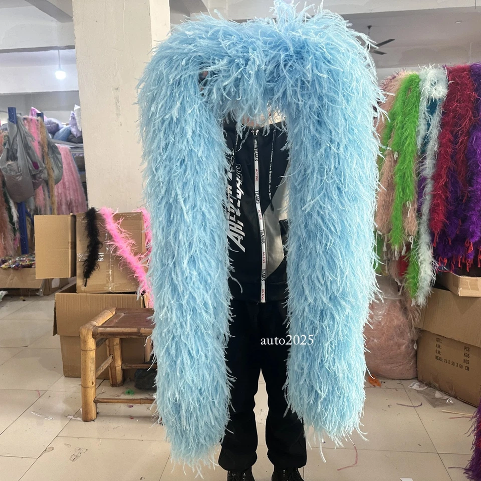 Boa de plumas de avestruz gruesas 26 capas encanto recorte pluma chal plumas artesanías Foto 2 de 4