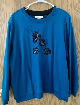 Breckenridge Blue Embroidered Long Sleeve Sweater  Cozy Style