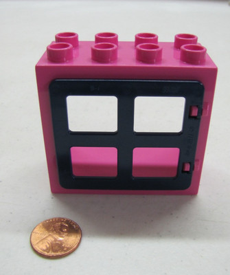 Lego Duplo Hot Pink & Navy Blue Window Pane Door Unit Building Block 2X4 Castle