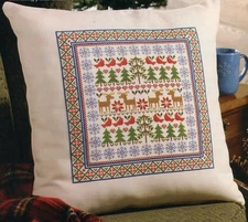 COUNTRY CHRISTMAS SAMPLER PILLOW CROSS STITCH PATTERN BY LOIS WINSTON