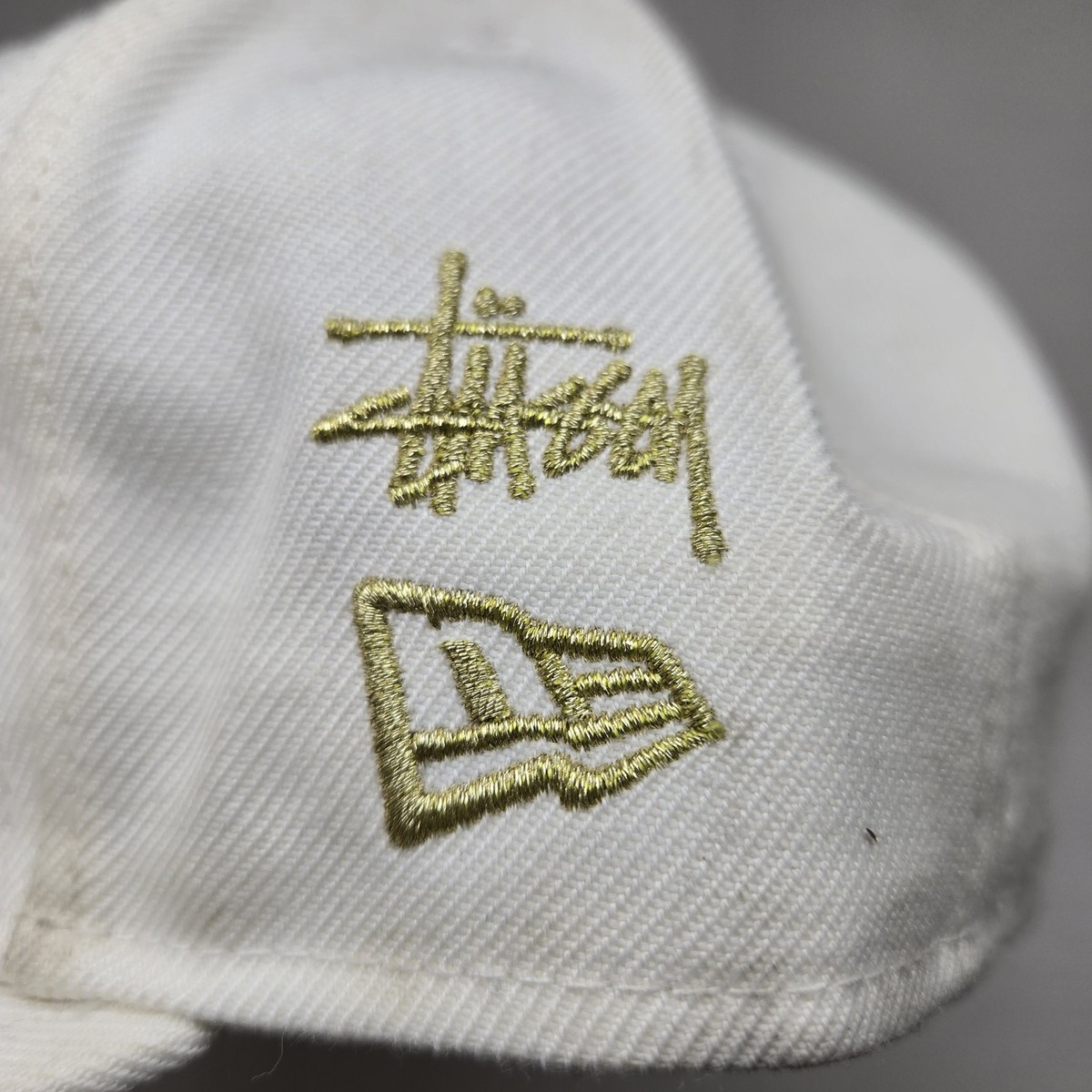 Stussy X New Era Men Baseball Cap 7 5/8 White Flat Fitted