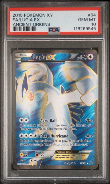 PSA 10 Pokemon 2015 XY Ancient Origins Lugia EX 94/98 Full Art Holo