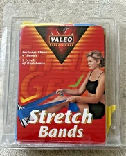 NEW Valeo Fitness Gear 3x48” Stretch Bands 3 Levels Light Med Heavy