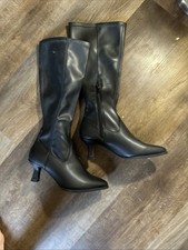 Woman’s Zip Up Boot Clack Soft Faux Leather High Heel Size 7.5 Brand New No Box