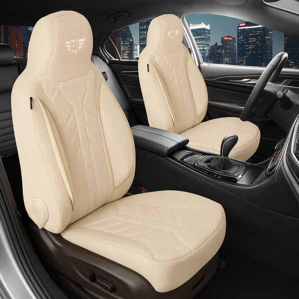 2X SitzbezüGe Passend FüR Vw Bora Ab 11498-2005 (Grau-Beige) HERM209-image