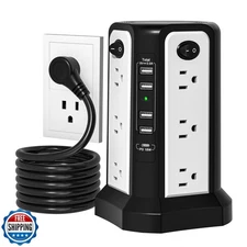 PASSUS Surge Protector Power Strip Tower with USB C(PD18W) Port,Tower Outlets