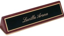 Personalized Engraved Rose Wood Piano Finished Desk Name Plate with Holder 9.5"