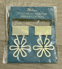 NEW Erin Condren Metal Asterisk Gold Binder Clip Duo