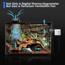 Reptile Terrarium Thermometer Hygrometer with Dehumidifier Ventilation Fan For