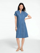Talbots Denim Shift Dress Extended Shoulder Women Catalina Breeze