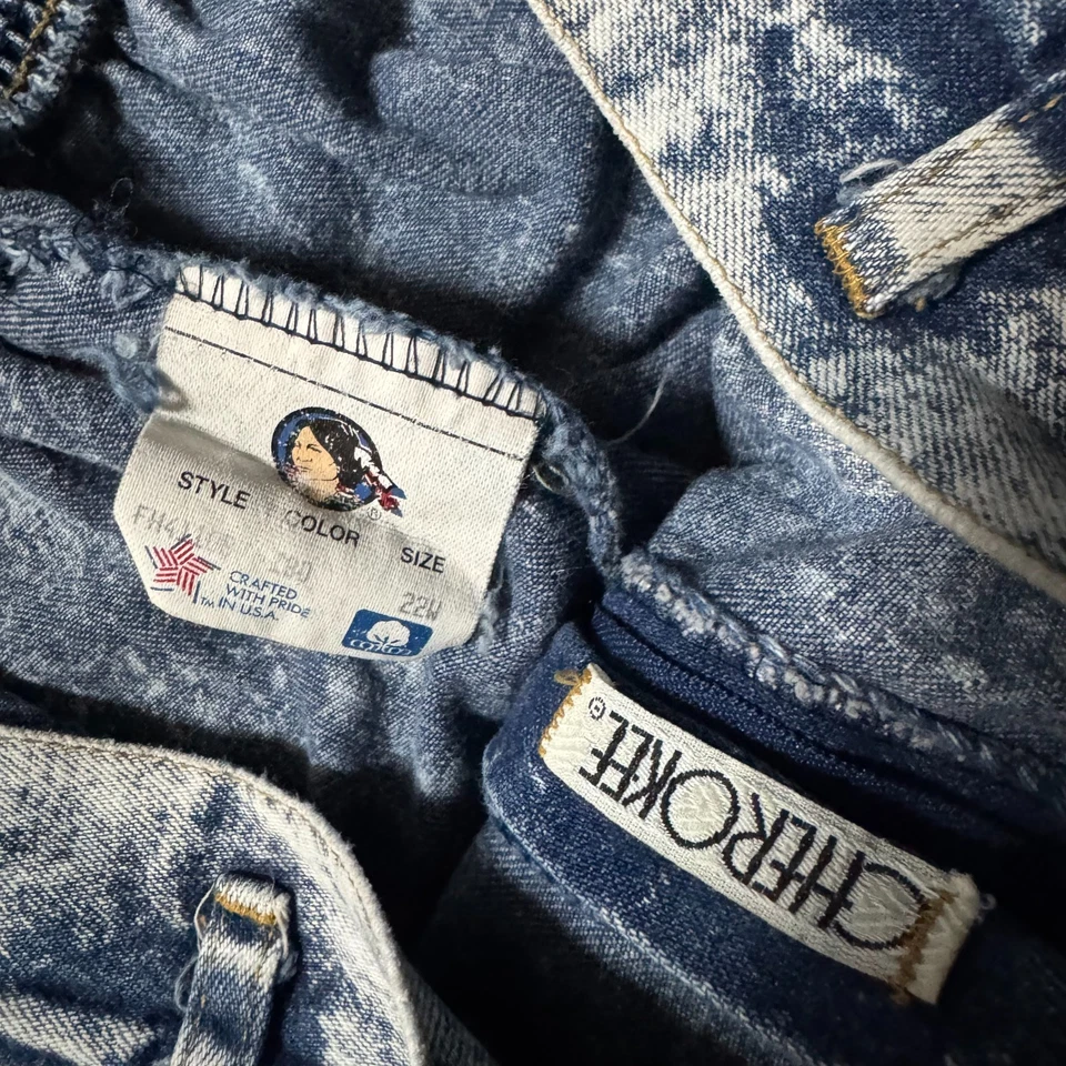 Pantalones de mezclilla Cherokee de tiro alto vintage de los 90 para mujer - talla 22 azul lavado ácido Foto 2 de 4