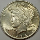 Uncirculated 1924 Philadelphia Mint Silver Peace Dollar #43726