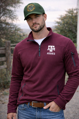 Texas A&M Aggies 1/4-Zip Jacket Sweater Pullover, A & M Maroon, Football, XL