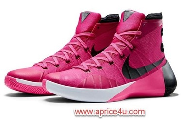 Nike Hyperdunk 2015 BREAST CANCER QS Kay Yow Vivid Pink Blk Wht Sz 13 749561-606