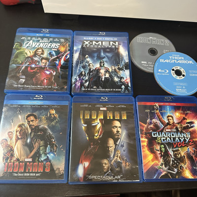 Marvel Blu Ray DVD Lot of 7 Ironman 1 2 3 Avengers Thor X-men Guardians **Read**