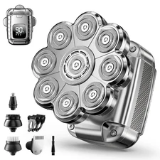 5-in-1 Waterproof Electric Head Shaver with LED Display for Men