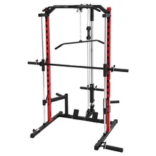 Smith Machine, Multifunctional Power Cage Rack with Barbell Bar and Attachments