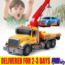 Tow Truck Toy Transporter Truck Tow Toy W/ Racing Car Sound Light Vehicles Gift