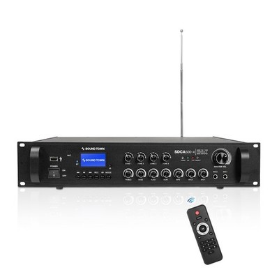 Sound Town 500W 4-Zone 70V/100V Commercial Power Amp w/ Bluetooth (SDCA500-4)