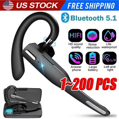 Trucker Wireless Bluetooth 5.1 Earpiece Headset Mic Earbud Noise Cancelling Lot