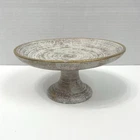 Vintage Royal Haeger Pottery 22K Gold Tweed Glazed Pedestal Dish Candle Holder