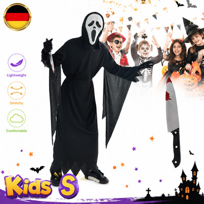 Cosplay Kostüm Scream Ghostface Maske Halloween Schwarz Gruselig Karneval Herren