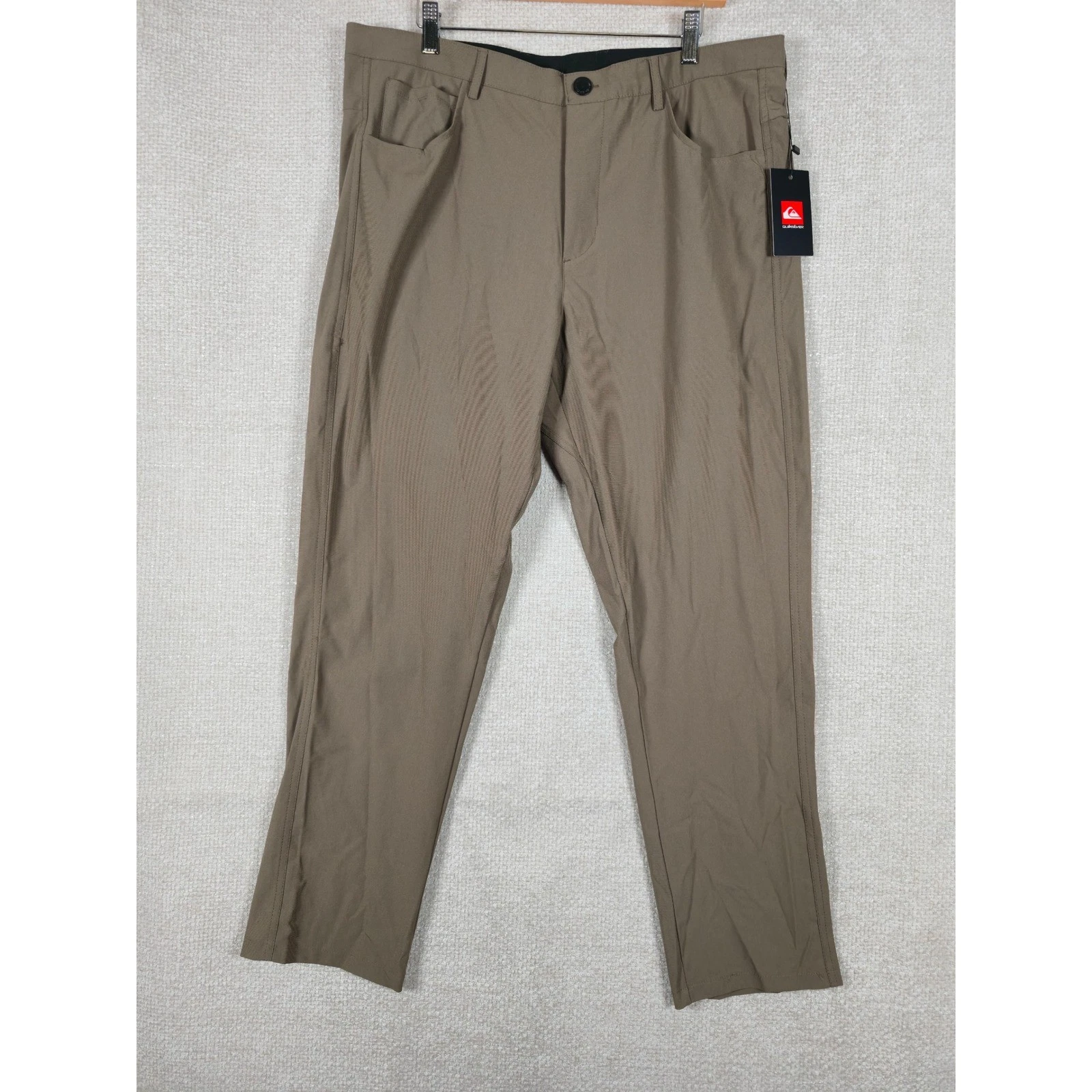Quiksilver Mens Stretch Tech Woven Pant Deep Khaki Slim Fit 36x30 NEW