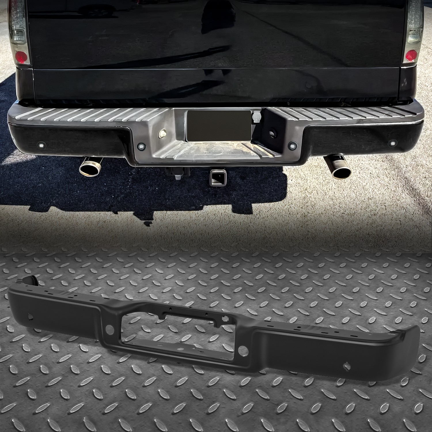 Rear Primed Steel Bumper Face Bar for 04-06 Ford F150 w/ Parking Sensor Holes
