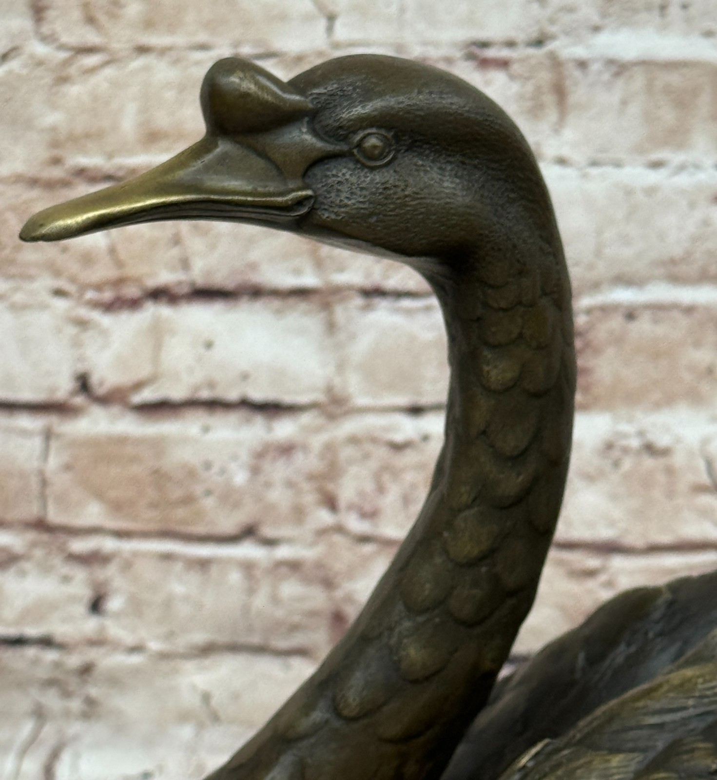 Art Deco Swan Bird Garden/Backyard Decor Bronze Sculpture Marble Figurine Decor