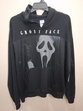 Ghost Face Hoodie Men Scream Horror Mesh Panel Black Embroidered Size 3XL NWT
