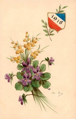 Handgemalt hand-painted peint-a-la-main pintado-a-mano-- Blumen