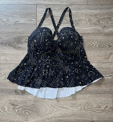 Top Only Torrid Size 2 Push Up Underwire Padded Star Peplum Swim Tankini Top