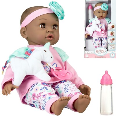 My Sweet Love SWEET BABY DOLL SET Ethnic 4-Pcs w/UNICORN 14'' Age 2+ ~ New in Box