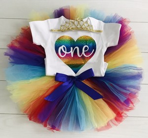 rainbow first birthday outfit girl