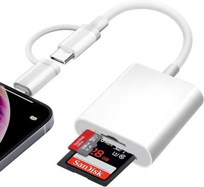 PION Adaptador lector de tarjetas SD 2 en 1 lector de tarjetas Micro SD para iPhone iPad cámara