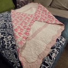 Cotton Throw Blanket 50 x 60 Pink Shabby Cottage Chic Floral