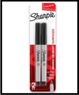 SHARPIE 37161PP Permanent Markers, Ultra Fine Point, Black, 2 Count