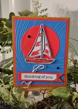 STAMPIN UP CARD KIT- SAILBOAT THINKING OF YOU Makes 4-Set #25.388