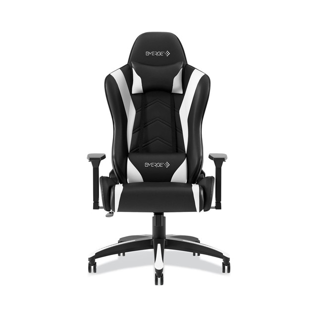 Staples Emerge VARTAN Bonded Leather Gaming Chair White/black 58542 for