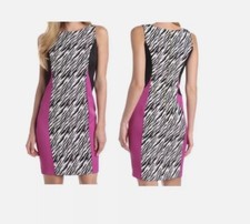 Julian Taylor Women’s Size 12  Sleeveless Zebra Color Block Hot Pink Dress